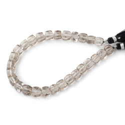6-8mm Smoky Quartz Faceted Cube Beads 8 inch 28 pieces (ONLINE ORDER ONLY)