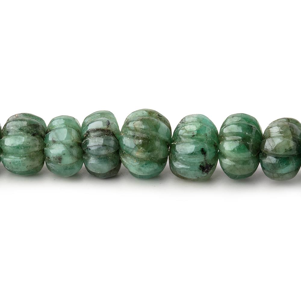 6-9.5mm Brazilian Emerald Carved Melon Rondelle Beads 18 inch 86 pieces (ONLINE ORDER ONLY)