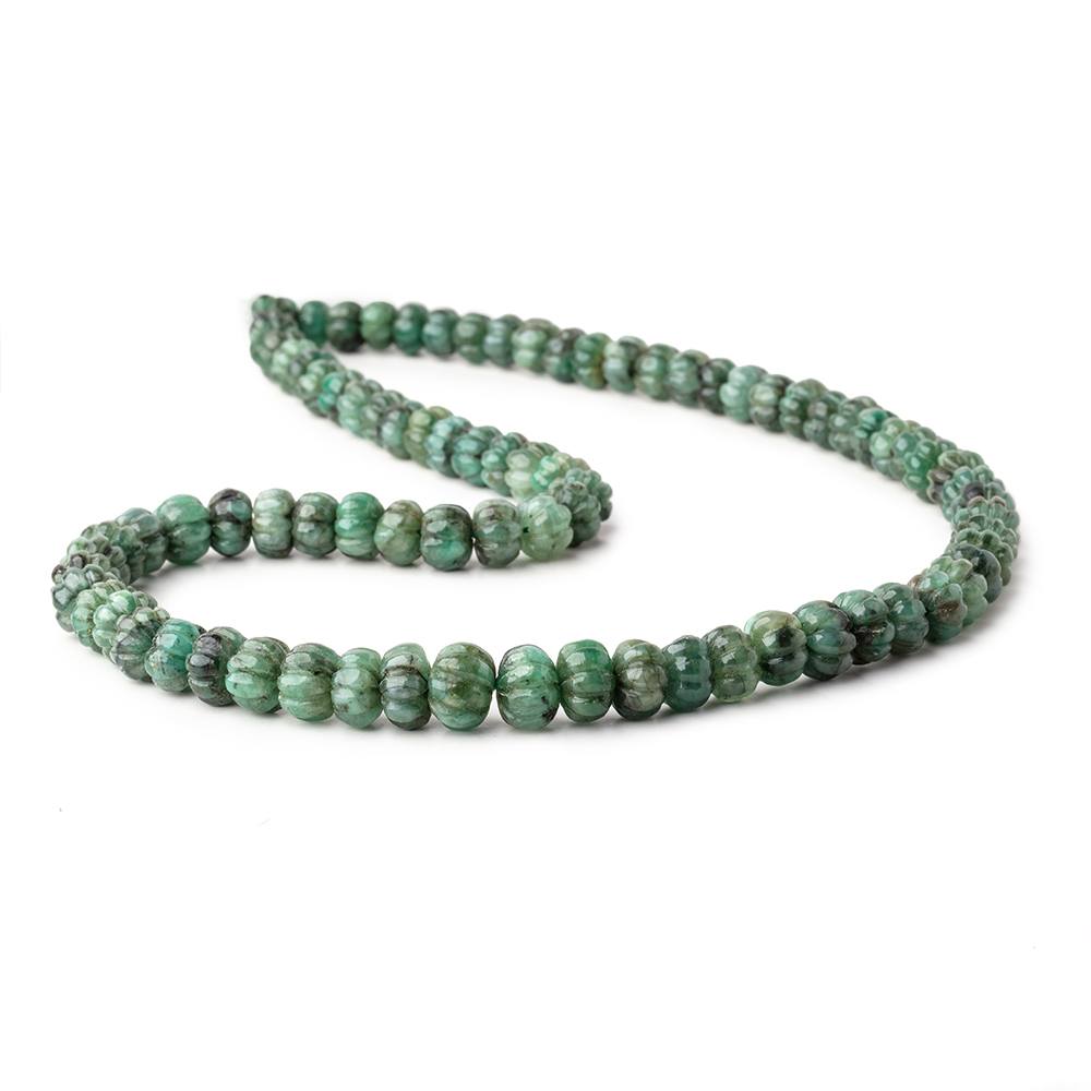 6-9.5mm Brazilian Emerald Carved Melon Rondelle Beads 18 inch 86 pieces (ONLINE ORDER ONLY)