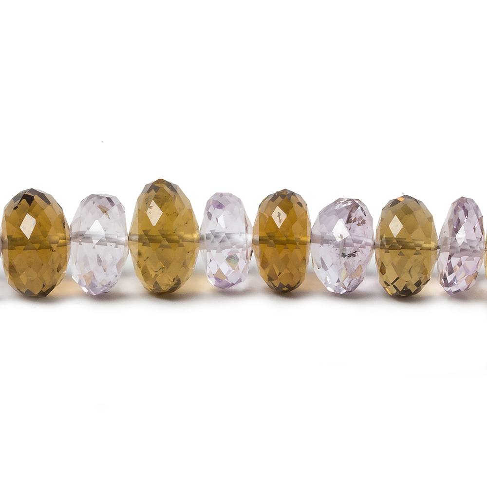6-9.5mm Pink Amethyst & Whiskey Quartz faceted rondelles 98 beads 17 inch (ONLINE ORDER ONLY)