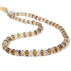 6-9.5mm Pink Amethyst & Whiskey Quartz faceted rondelles 98 beads 17 inch (ONLINE ORDER ONLY)