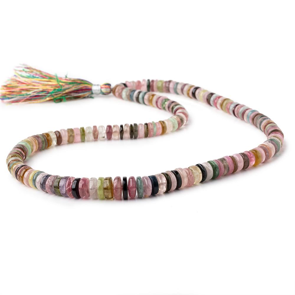 6-9mm Multi Color Tourmaline plain rondelles 18 inches 180 beads (ONLINE ORDER ONLY)