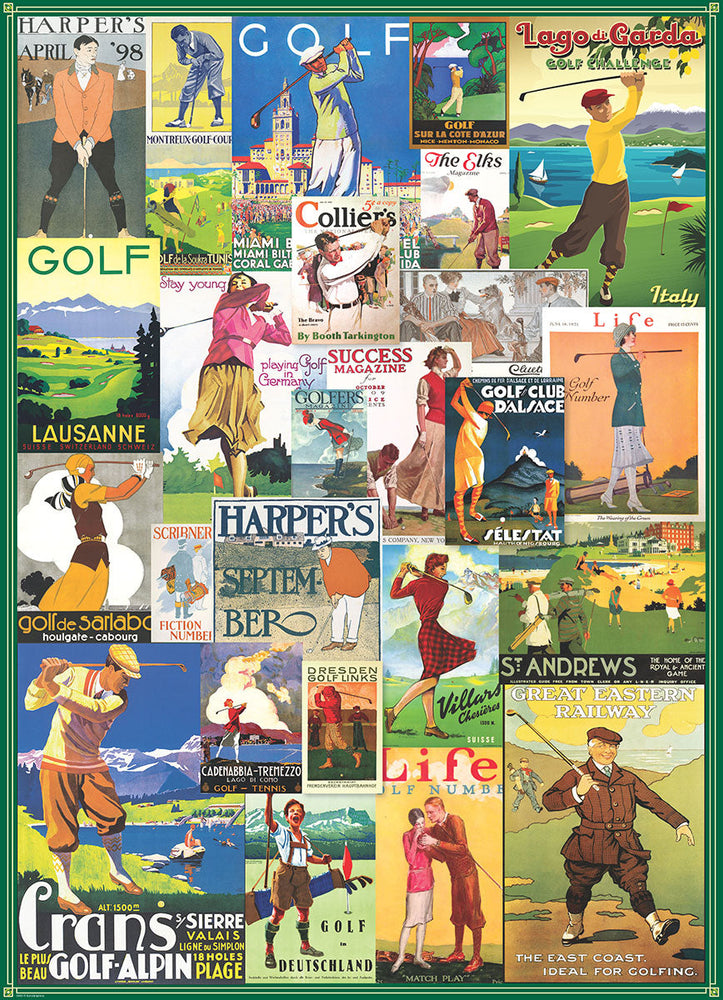 Puzzle: Vintage Art Collages - Golf Around the World