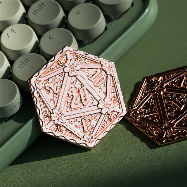 Copper d2 Coin Shaped like d20 Solid Copper Rose Gold Color (Online Only)
