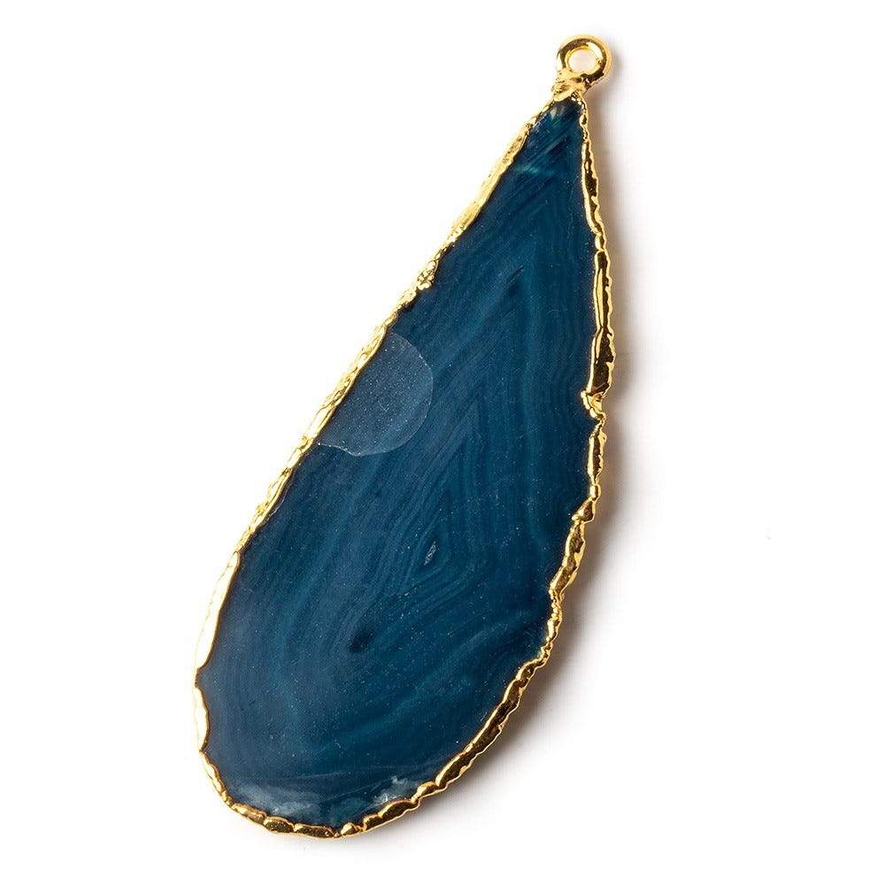 60x25mm Gold Leafed Aegean Blue Agate Focal Pendant 1 piece (ONLINE ORDER ONLY)