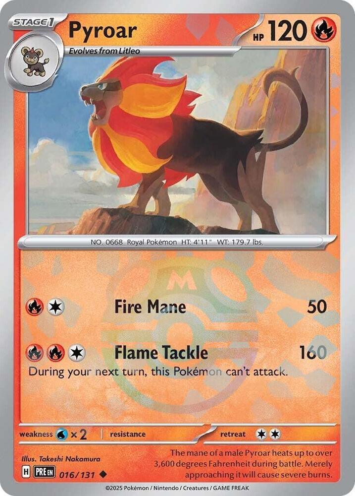 Pyroar (016/131) (Master Ball Pattern) [Scarlet & Violet: Prismatic Evolutions] (Online Only)