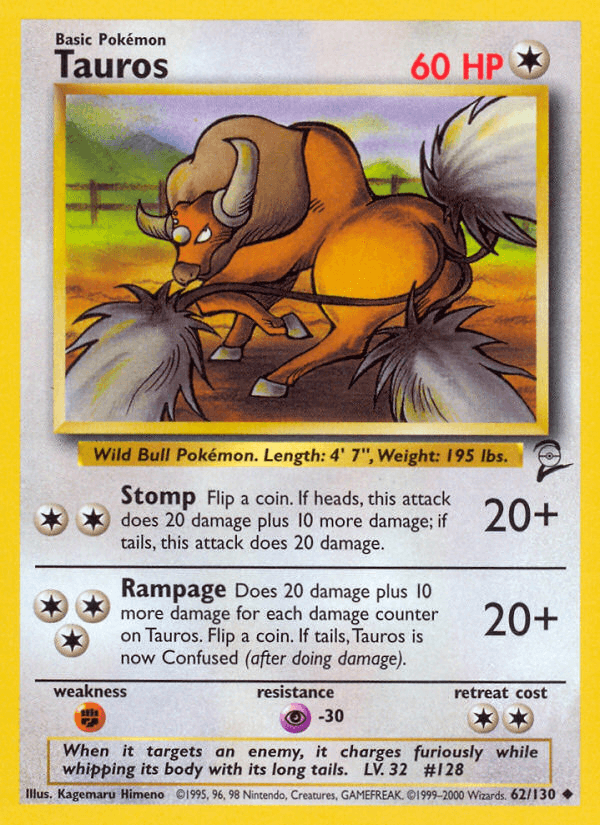 Tauros (62/130) [Base Set 2] (Online Only)
