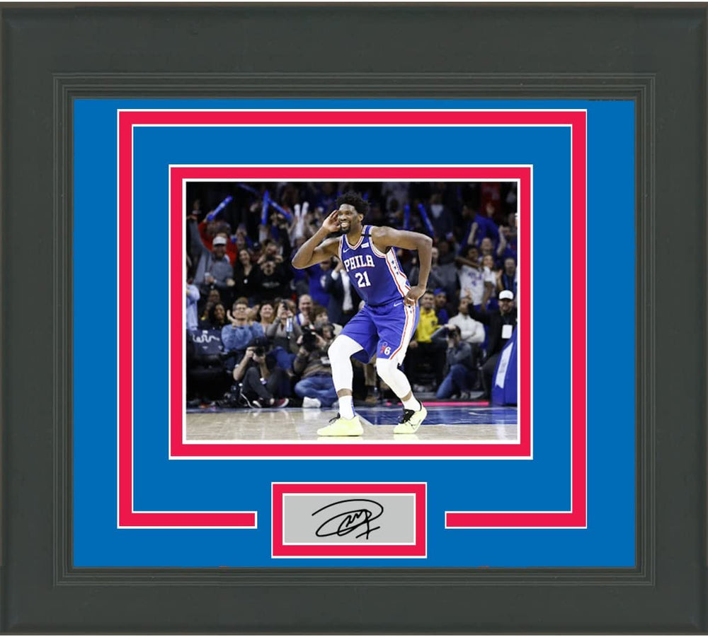 Framed Joel Embiid Facsimile Laser Engraved Signature Auto Philadelphia 76ers 11x14 Basketball Photo (ONLINE ORDER ONLY)