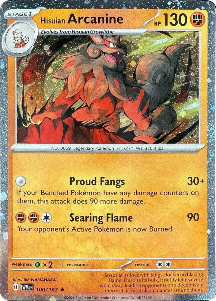 Hisuian Arcanine (100/167) (Cosmos Holo) [Scarlet & Violet: Twilight Masquerade] (ONLINE ORDER ONLY)