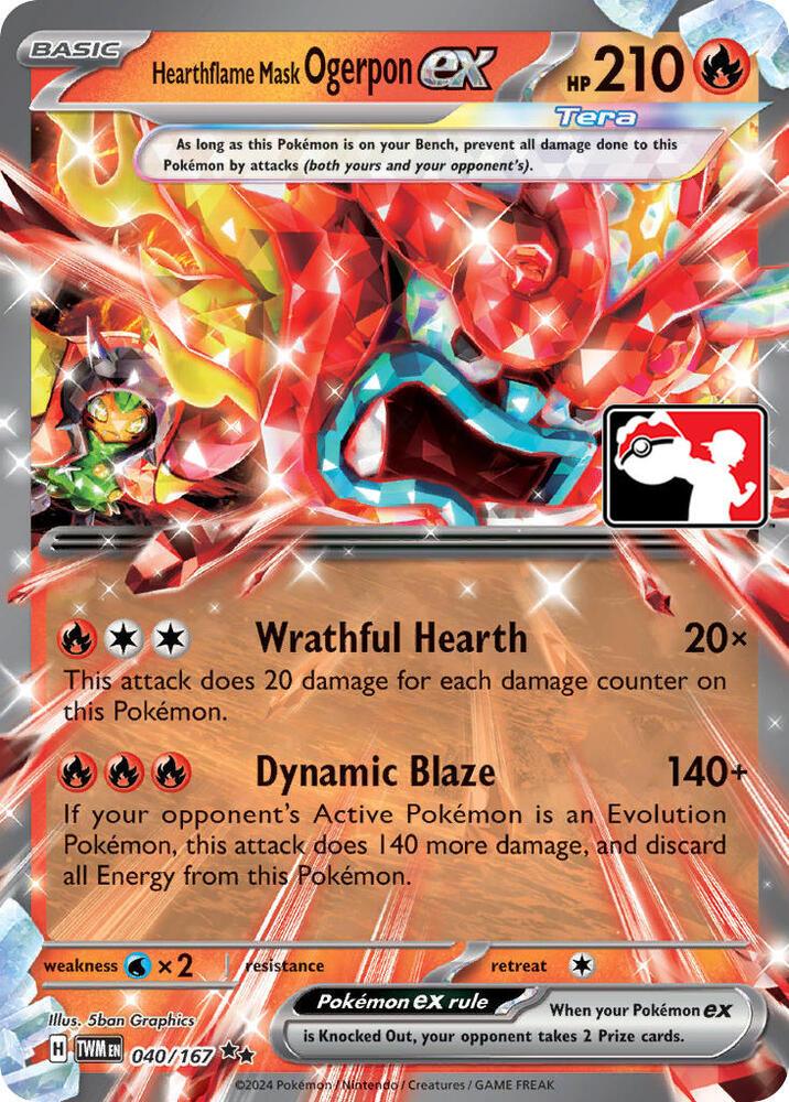 Hearthflame Mask Ogerpon ex (040/167) [Prize Pack Series Six] (ONLINE ORDER ONLY)