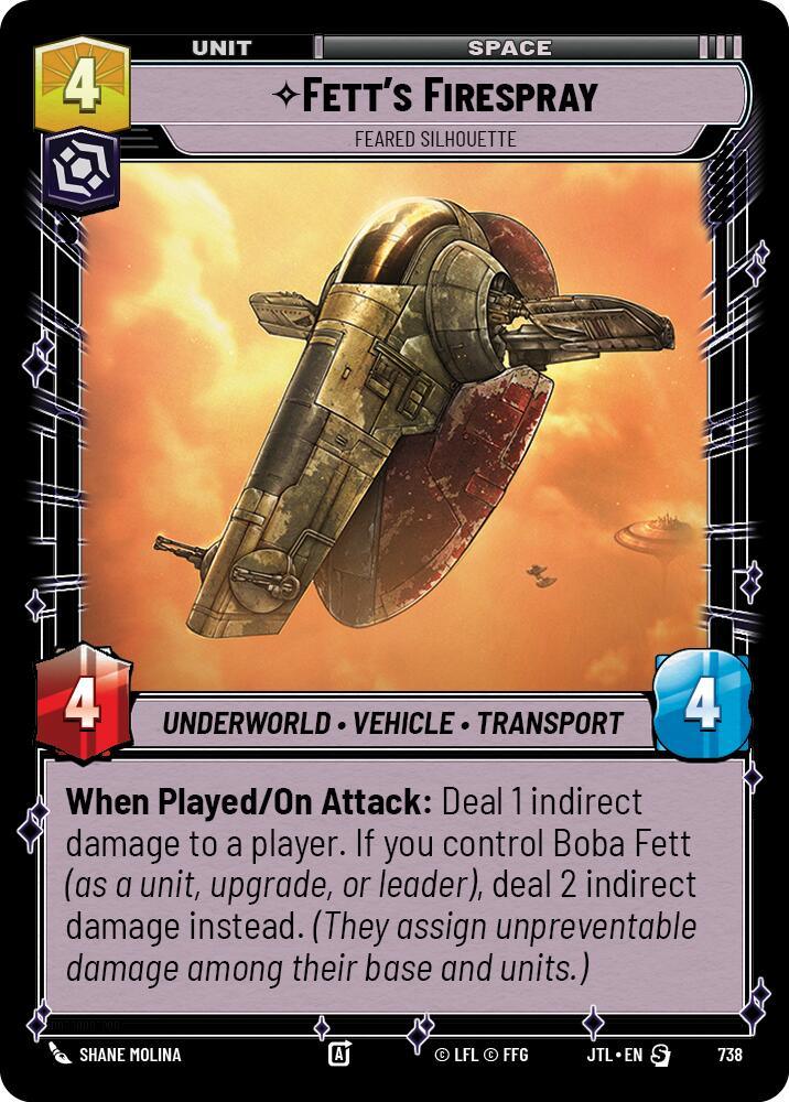 Fett's Firespray - Feared Silhouette (Foil) (738) [Jump to Lightspeed] (ONLINE ORDER ONLY)