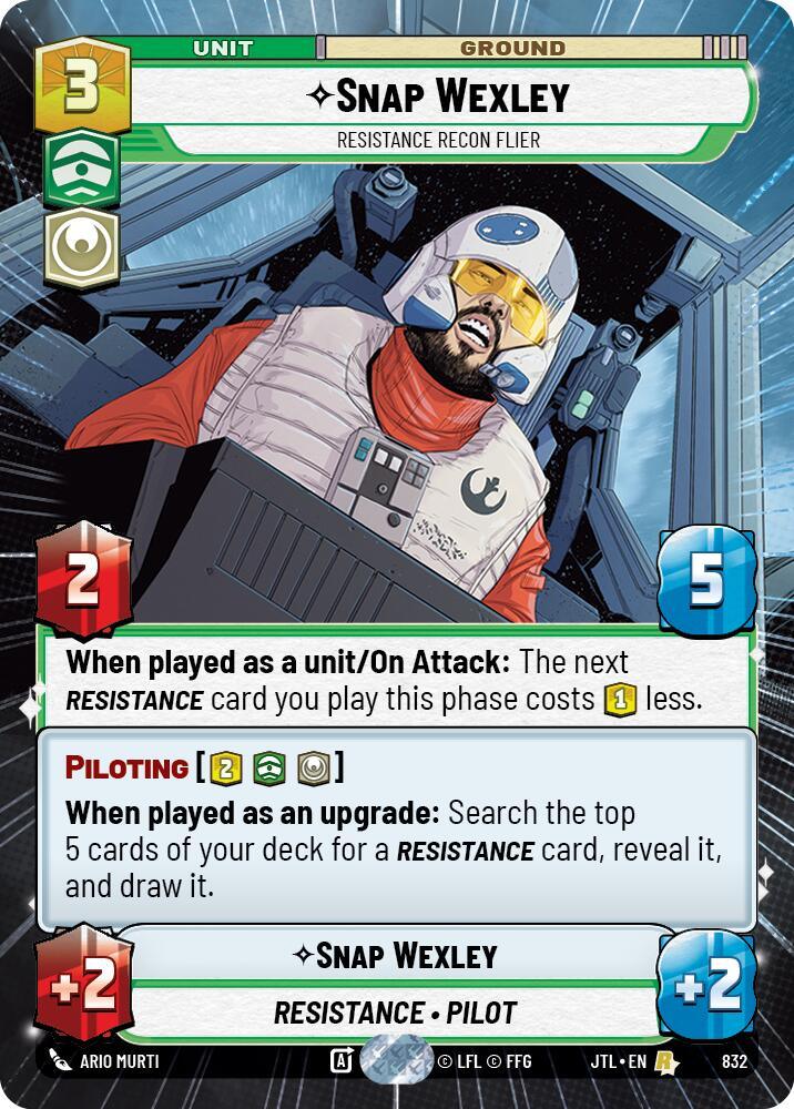 Snap Wexley - Resistance Recon Flier (Hyperspace Foil) (832) [Jump to Lightspeed] (ONLINE ORDER ONLY)