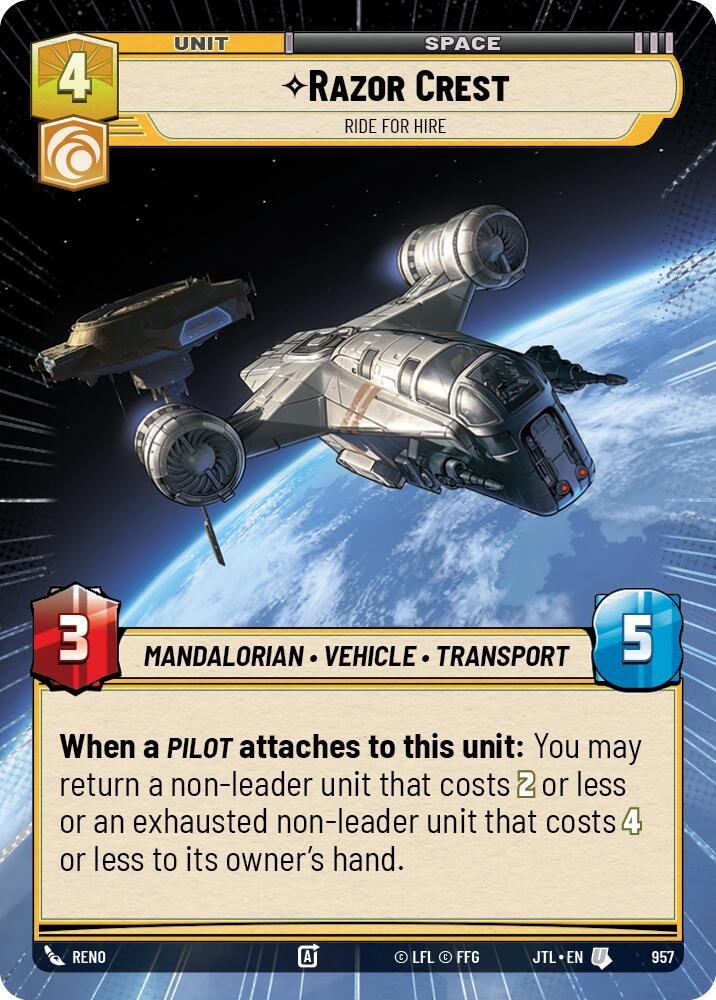 Razor Crest - Ride For Hire (Hyperspace Foil) (957) [Jump to Lightspeed] (ONLINE ORDER ONLY)