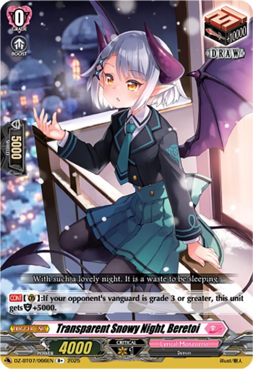 Transparent Snowy Night, Beretoi (DZ-BT07/066EN) [Moon Fangs & Cerulean Blaze]