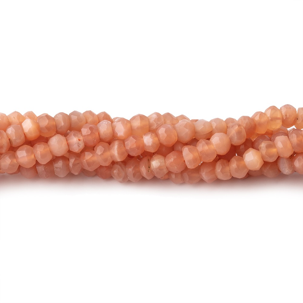4mm Angel Skin Peach Moonstone faceted rondelles 12.5 inch 117 pieces (ONLINE ORDER ONLY)