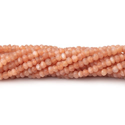 3mm Angel Skin Peach Moonstone Faceted Rondelles 12.5 inch 140 Beads