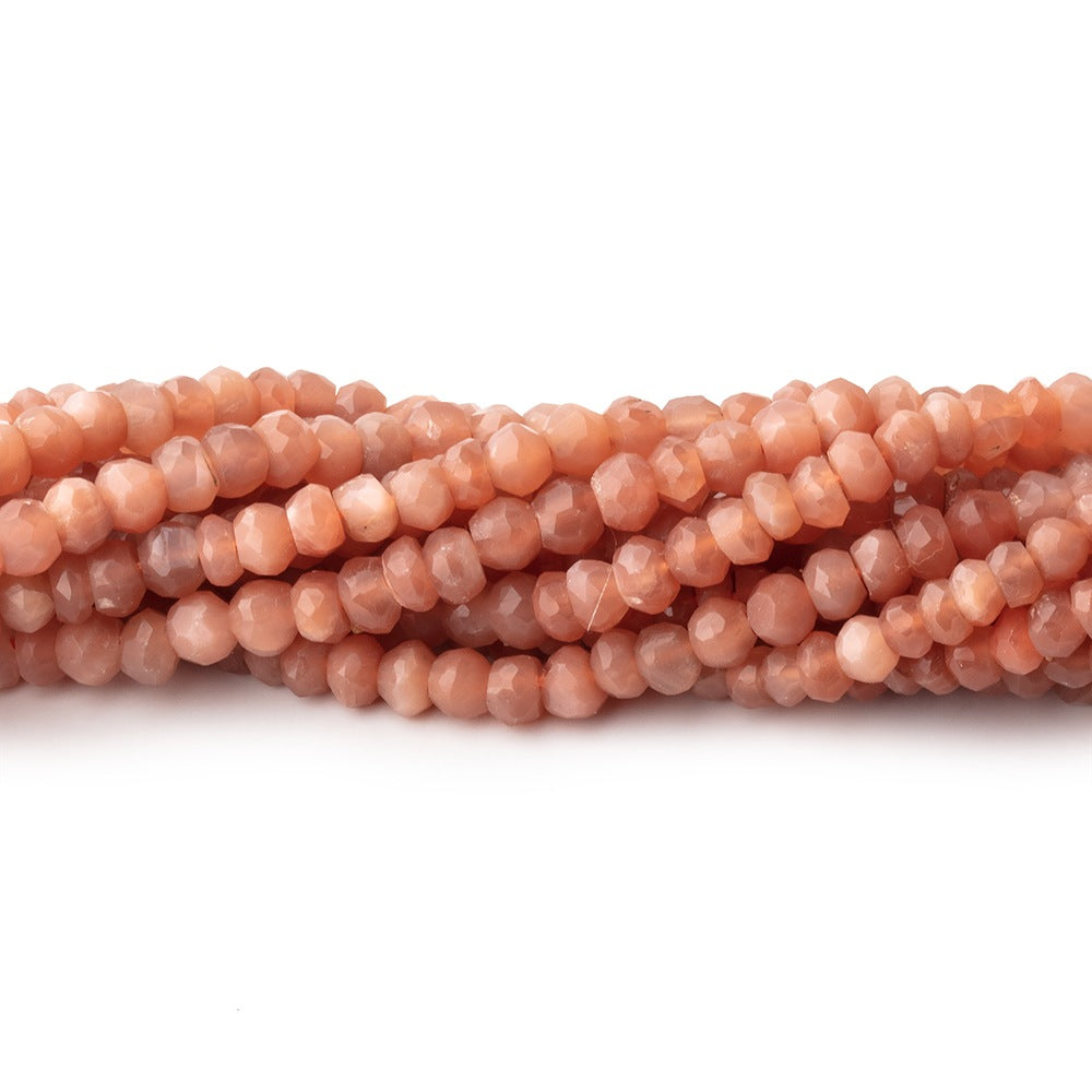 4mm Dark Angel Skin Peach Moonstone faceted rondelles 12.5 inch 111 beads (ONLINE ORDER ONLY)
