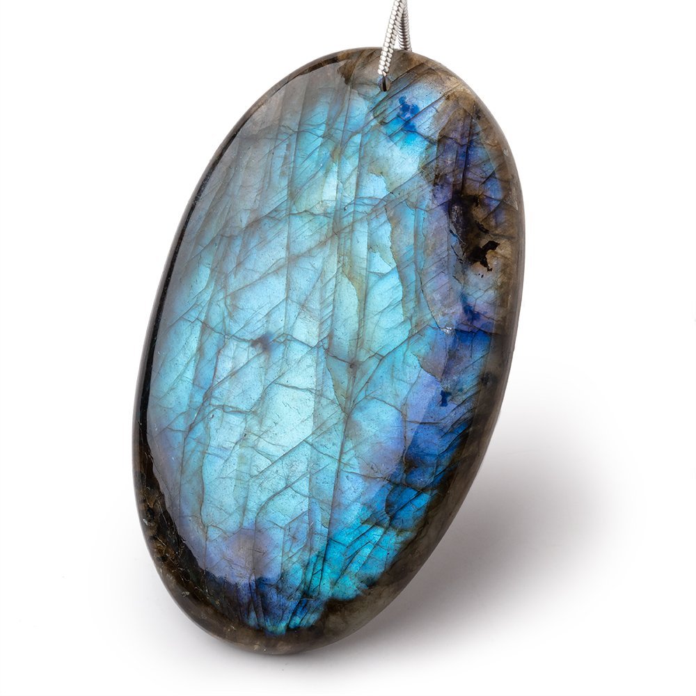 63x38x9mm Labradorite Plain Oval Pendant 1 AAA Focal (ONLINE ORDER ONLY)