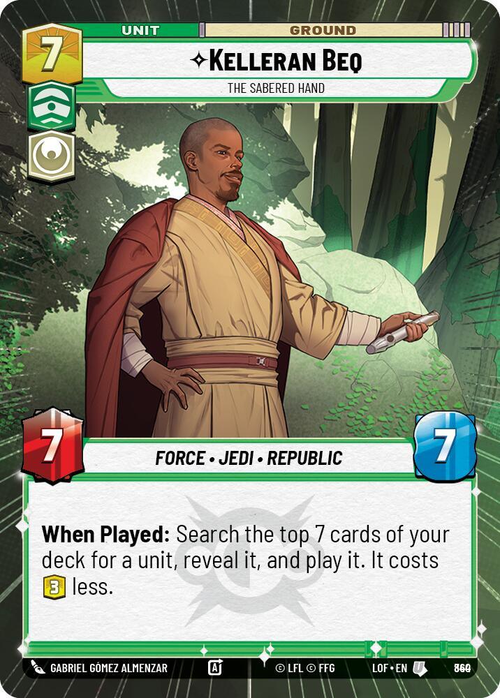 Kelleran Beq (840) - The Sabered Hand (Hyperspace Foil) (840) [Legends of the Force] (ONLINE ORDER ONLY)