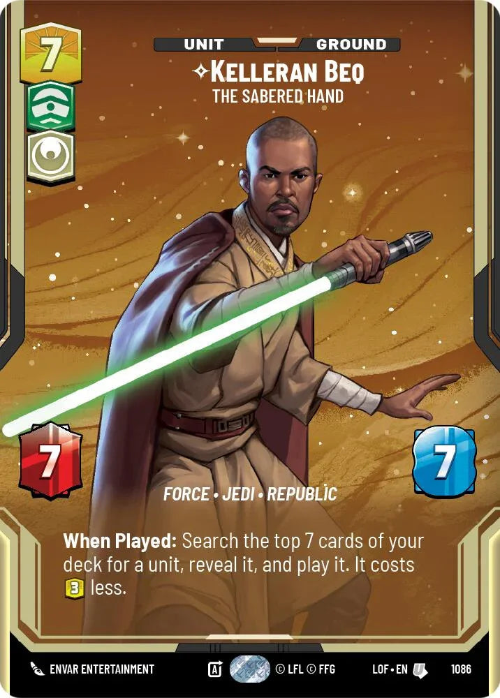 Kelleran Beq (1086) - The Sabered Hand (Prestige Foil) (1086) [Legends of the Force] (ONLINE ORDER ONLY)