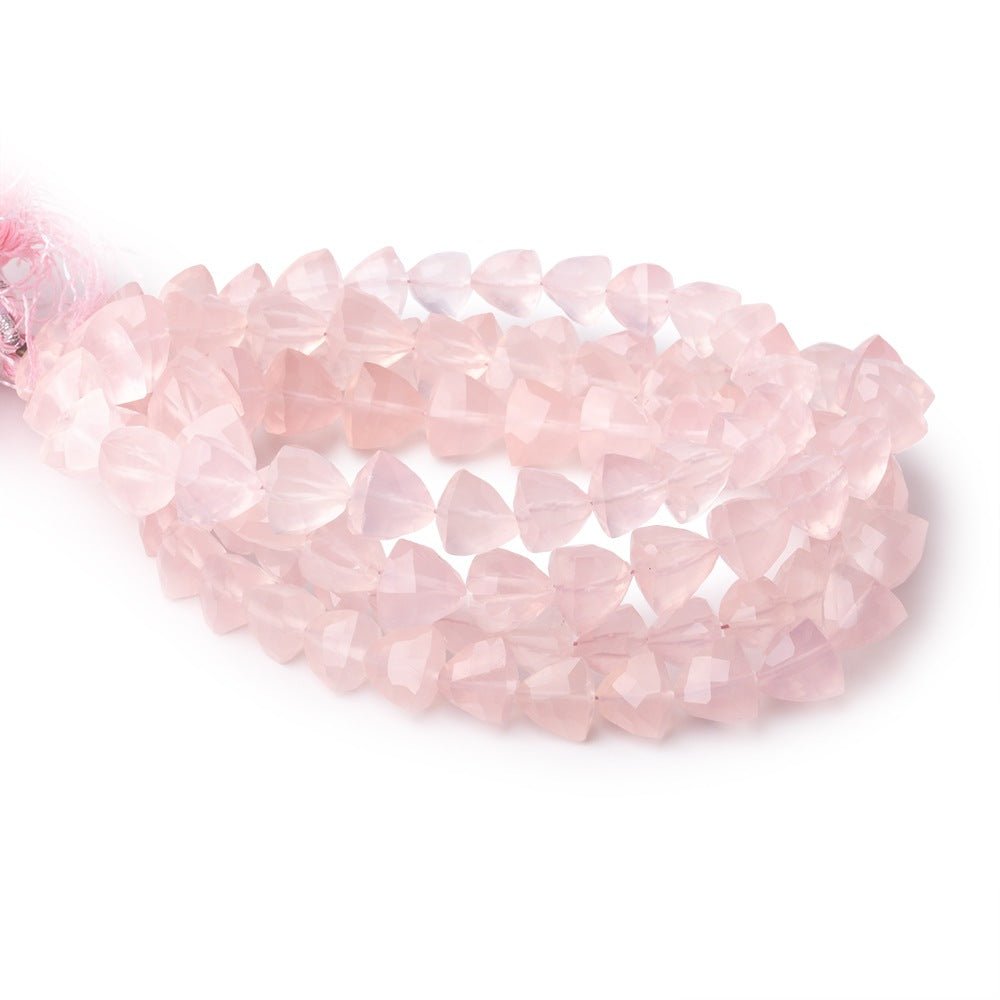 6.5-10mm Rose Quartz Straight Drilled Faceted Trillion Beads 16 inch 51 pieces (ONLINE ORDER ONLY)