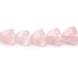 6.5-10mm Rose Quartz Straight Drilled Faceted Trillion Beads 16 inch 51 pieces (ONLINE ORDER ONLY)