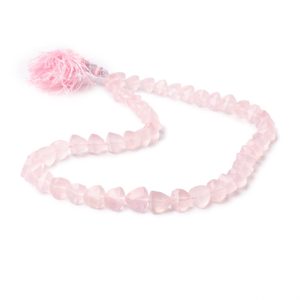 6.5-10mm Rose Quartz Straight Drilled Faceted Trillion Beads 16 inch 51 pieces (ONLINE ORDER ONLY)