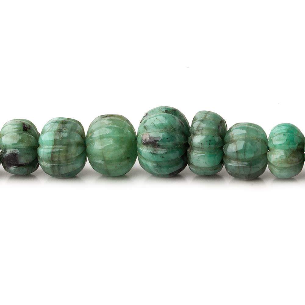 6.5-12mm Brazilian Emerald Carved Melon Rondelle Beads 18 inch 85 pieces A (ONLINE ORDER ONLY)