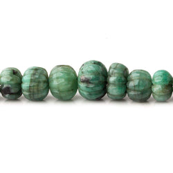 6.5-12mm Brazilian Emerald Carved Melon Rondelle Beads 18 inch 85 pieces A (ONLINE ORDER ONLY)