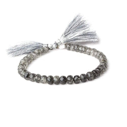 6.5-7.5mm Black Tourmalinated Quartz faceted rondelle beads 8 inch 39 pieces (ONLINE ORDER ONLY)