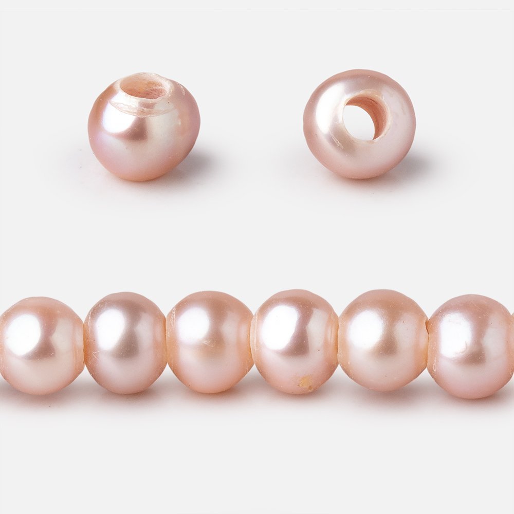 6.5-7.5mm Rose Pink Off Round Large Hole Freshwater Pearls 15.5 inch 72 Beads (ONLINE ORDER ONLY)