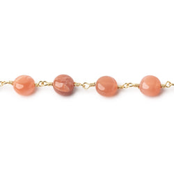 6.5-7mm Angel Skin Moonstone Plain Coins on Gold Plated Chain (ONLINE ORDER ONLY)