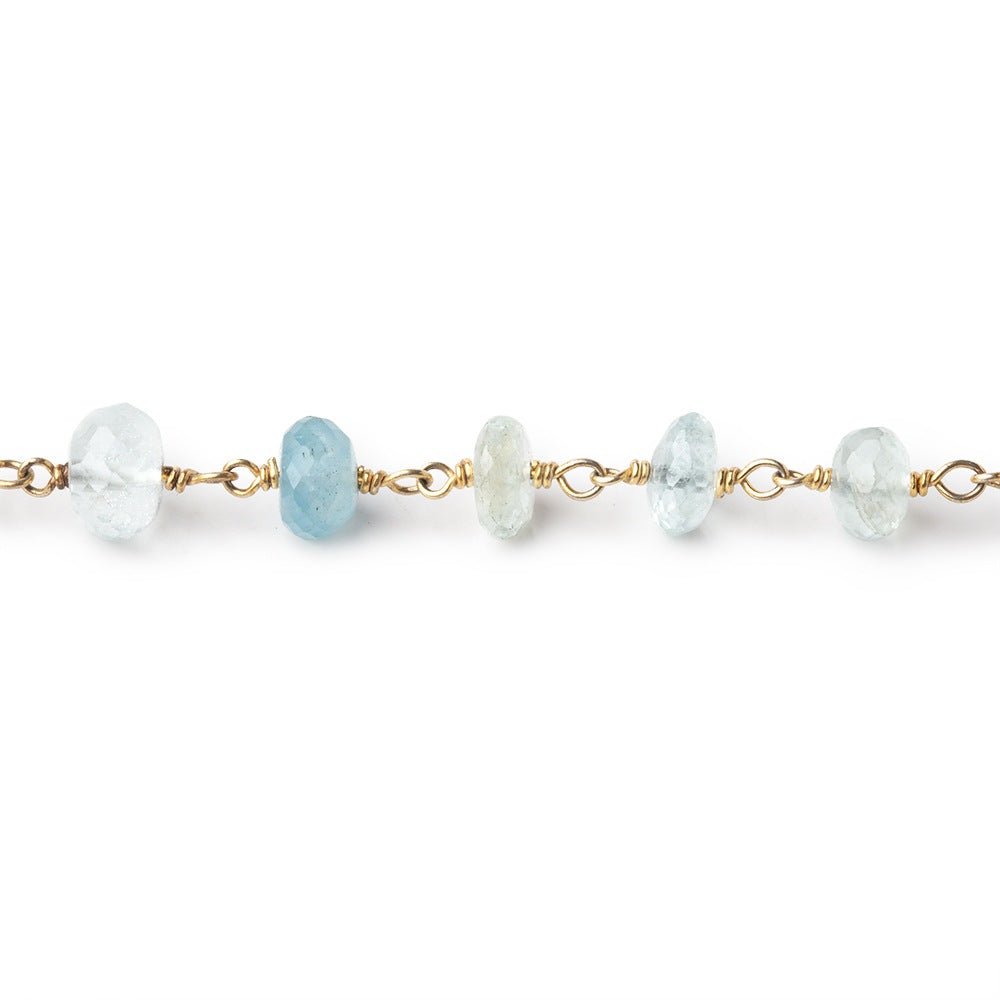 6.5-7mm Aquamarine Faceted Rondelle Beads on Vermeil Chain (ONLINE ORDER ONLY)
