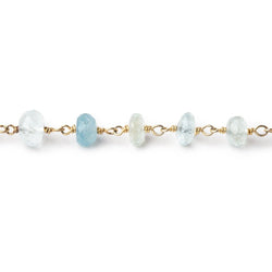 6.5-7mm Aquamarine Faceted Rondelle Beads on Vermeil Chain (ONLINE ORDER ONLY)