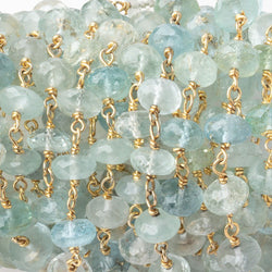 6.5-7mm Aquamarine Faceted Rondelle Beads on Vermeil Chain (ONLINE ORDER ONLY)