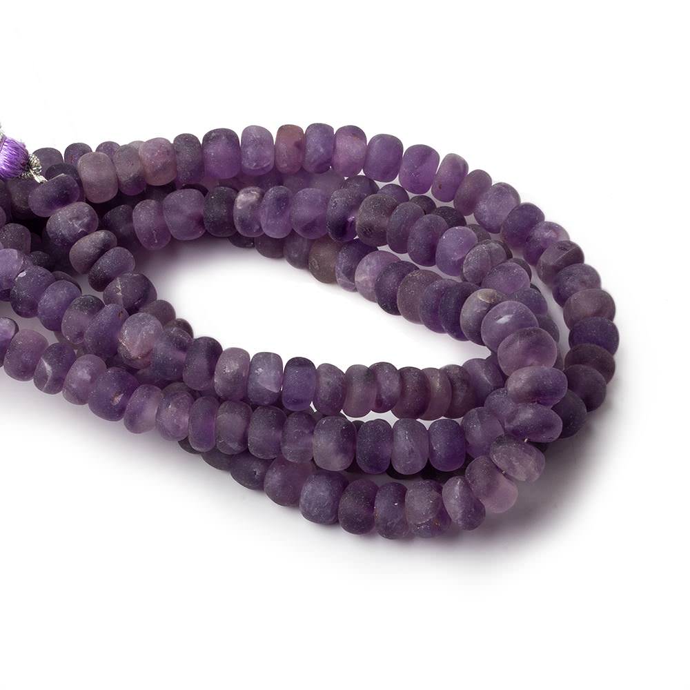 6.5-7.5mm Matte Amethyst plain rondelles 7.5 inch 40 beads A (ONLINE ORDER ONLY)