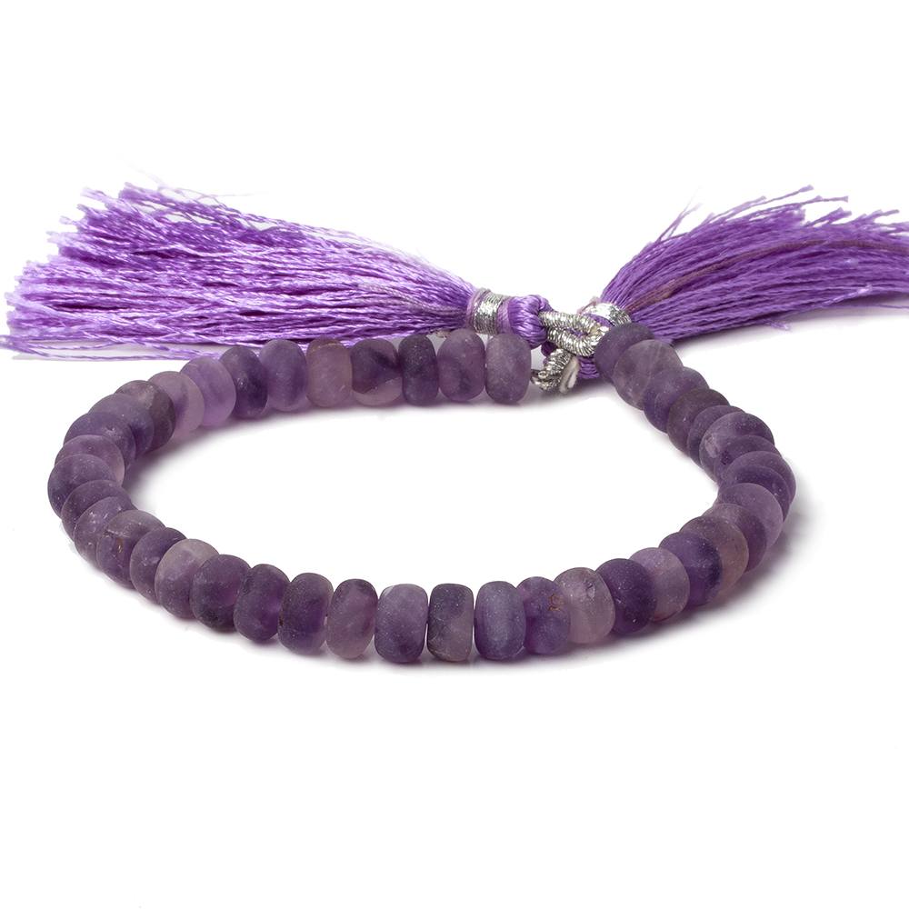 6.5-7.5mm Matte Amethyst plain rondelles 7.5 inch 40 beads A (ONLINE ORDER ONLY)