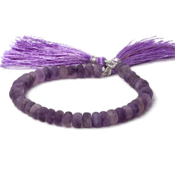 6.5-7.5mm Matte Amethyst plain rondelles 7.5 inch 40 beads A (ONLINE ORDER ONLY)