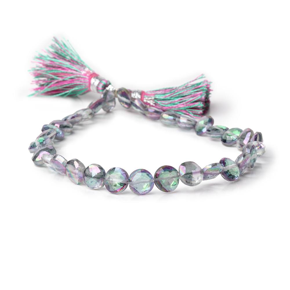 6.5-7mm Mystic White Topaz Faceted Coin Beads 9 inch 32 pieces (ONLINE ORDER ONLY)