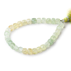 6.5-7mm Prehnite Faceted Cube Beads 8 inch 32 pieces (ONLINE ORDER ONLY)