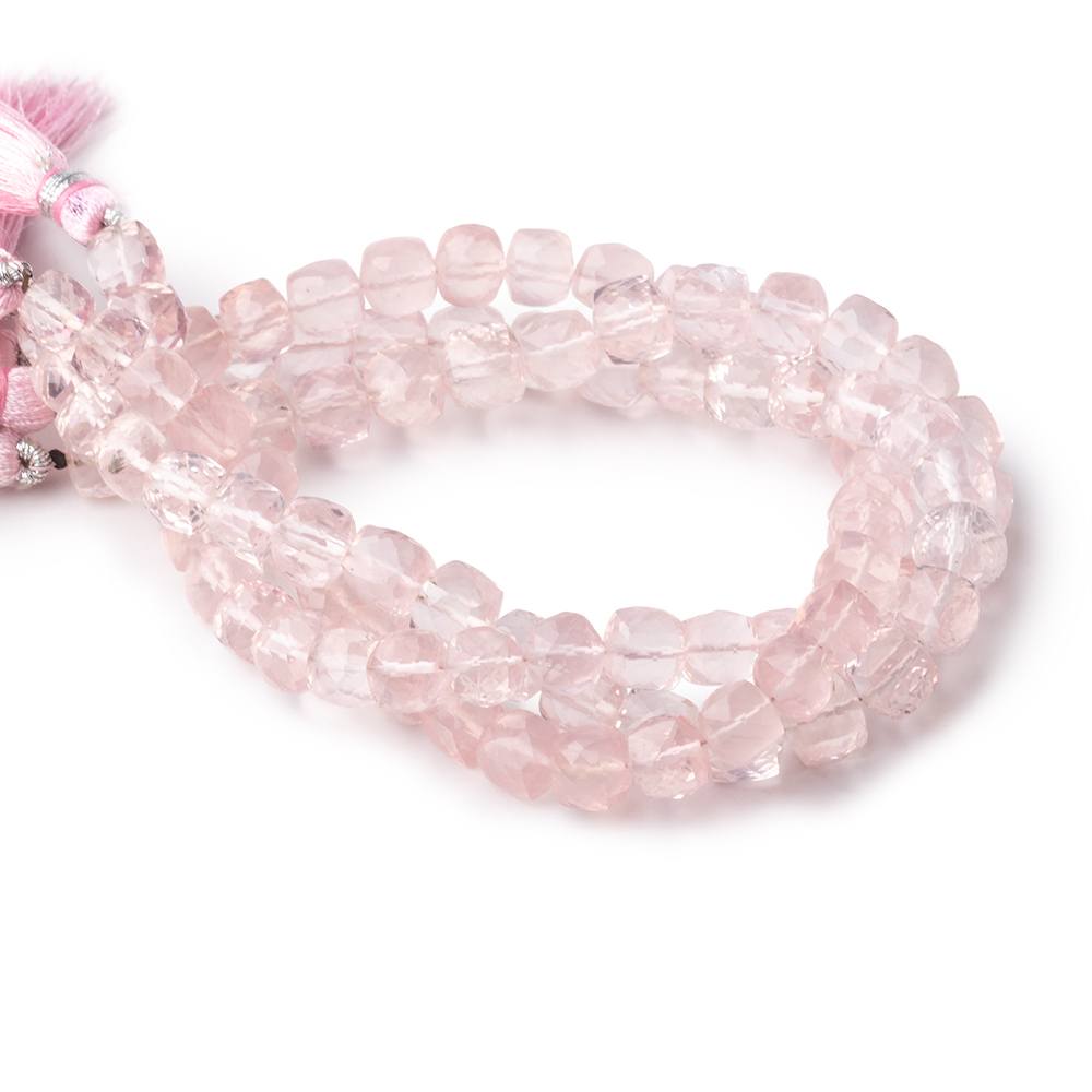 6.5-7mm Rose Quartz Faceted Cube Beads 8 inch 31 pieces (ONLINE ORDER ONLY)