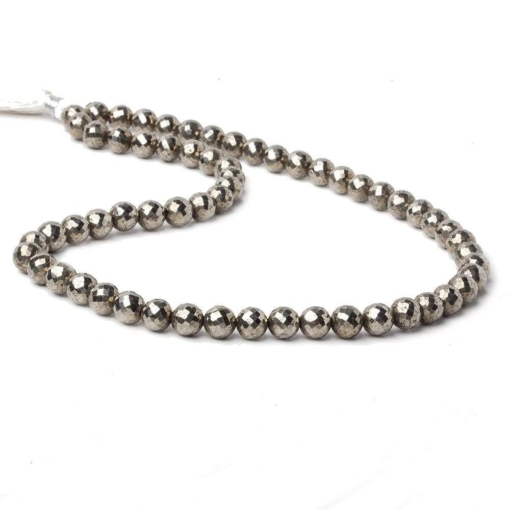 6.5-7mm White Pyrite faceted round beads 15.5 inch 59 pieces AAA (ONLINE ORDER ONLY)
