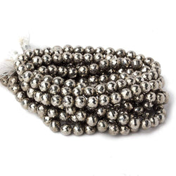 6.5-7mm White Pyrite faceted round beads 15.5 inch 59 pieces AAA (ONLINE ORDER ONLY)