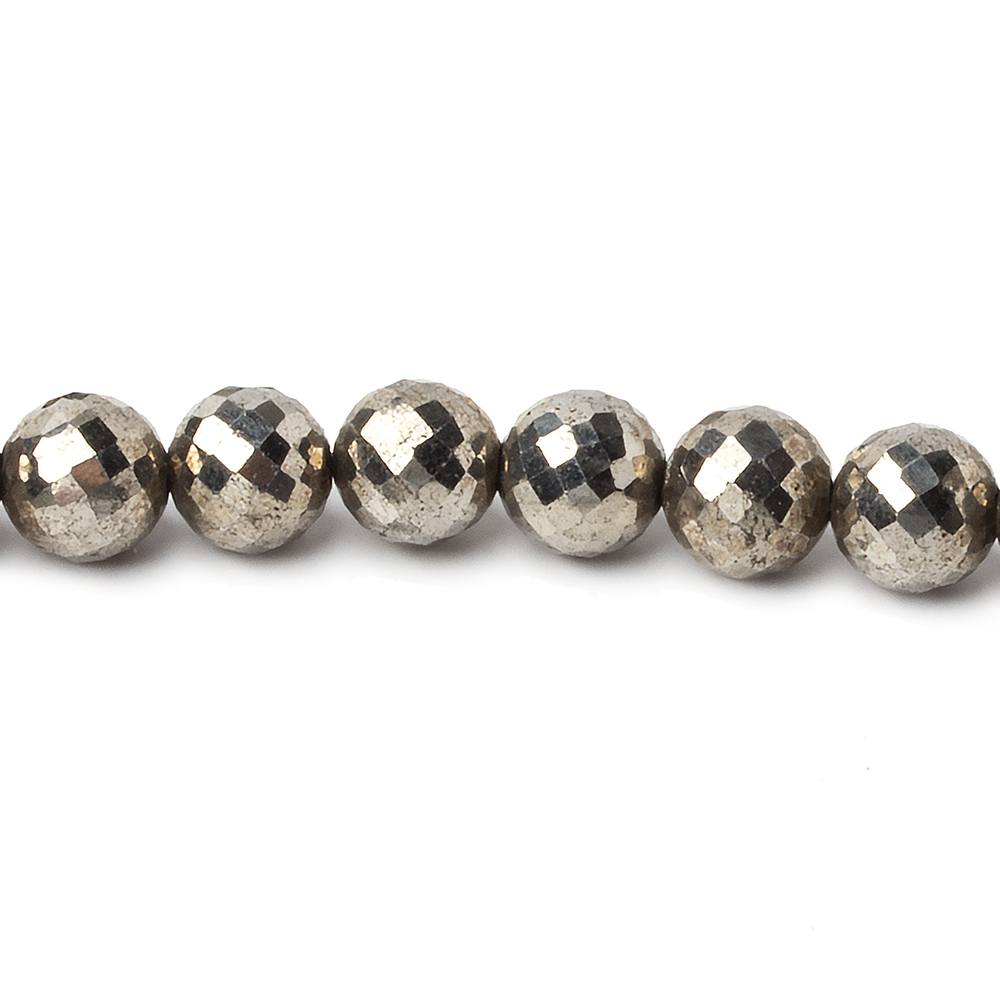 6.5-7mm White Pyrite faceted round beads 15.5 inch 59 pieces AAA (ONLINE ORDER ONLY)