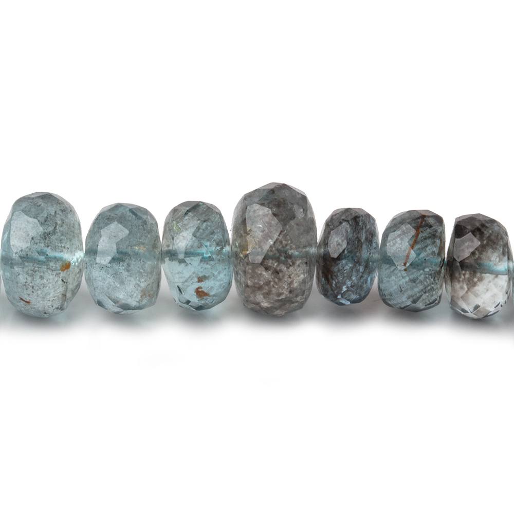 6.5-9.5mm Shaded Moss Aquamarine Faceted Rondelle Beads 16 inch 92 pieces AAA (ONLINE ORDER ONLY)
