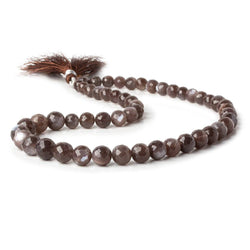 6.5-9mm Chocolate Brown Moonstone Faceted Rounds 16 inch 52 beads AA (ONLINE ORDER ONLY)