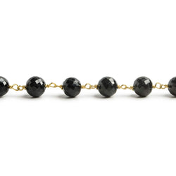 6.5mm Black Spinel faceted round Vermeil Chain by the foot 24 pieces