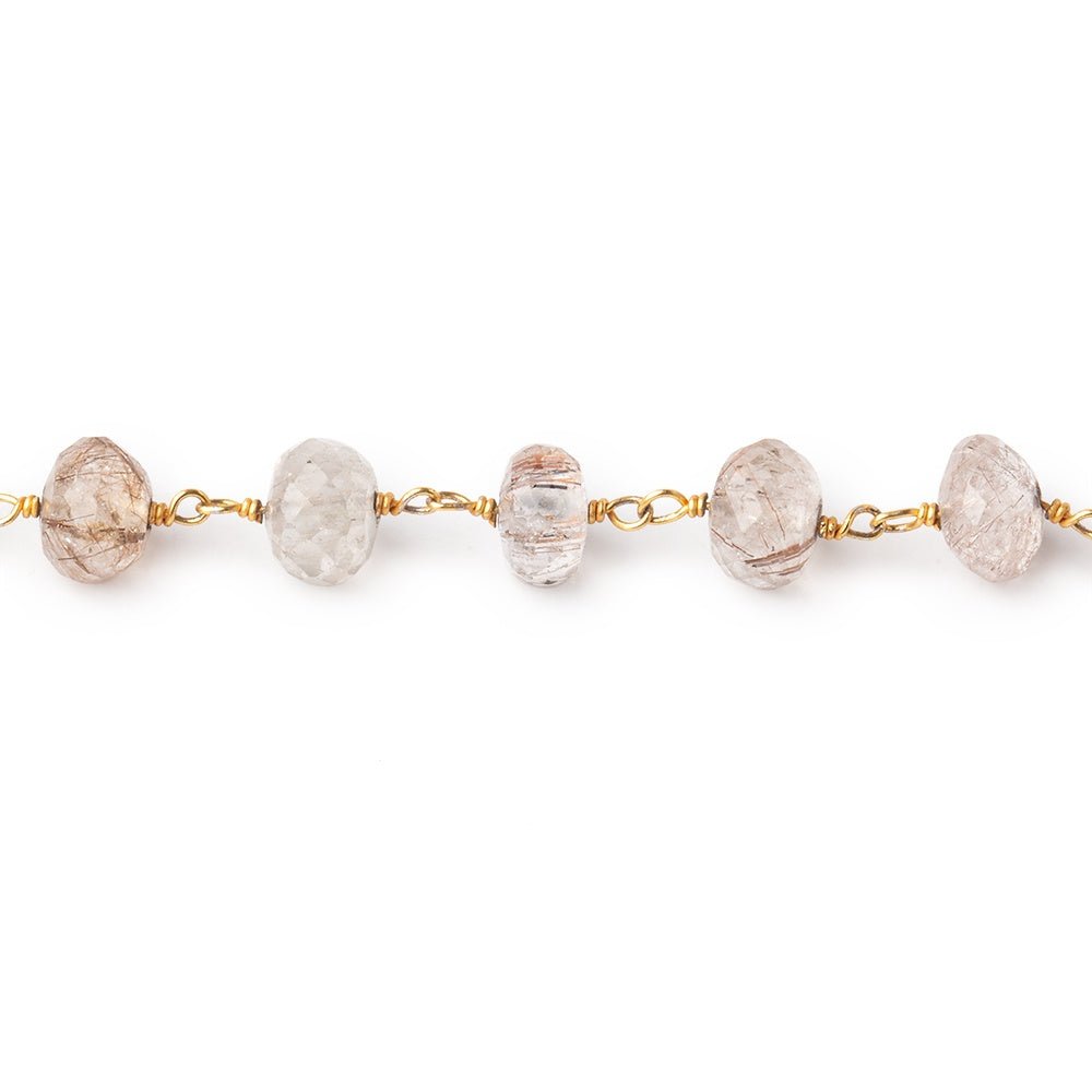 6.5mm Copper Rutilated Quartz Faceted Rondelles on Vermeil Chain (ONLINE ORDER ONLY)