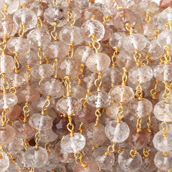 6.5mm Copper Rutilated Quartz Faceted Rondelles on Vermeil Chain (ONLINE ORDER ONLY)