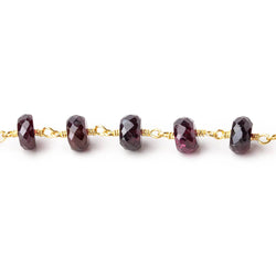 6.5mm Garnet Faceted Rondelles on Vermeil Chain by the Foot 33 pieces